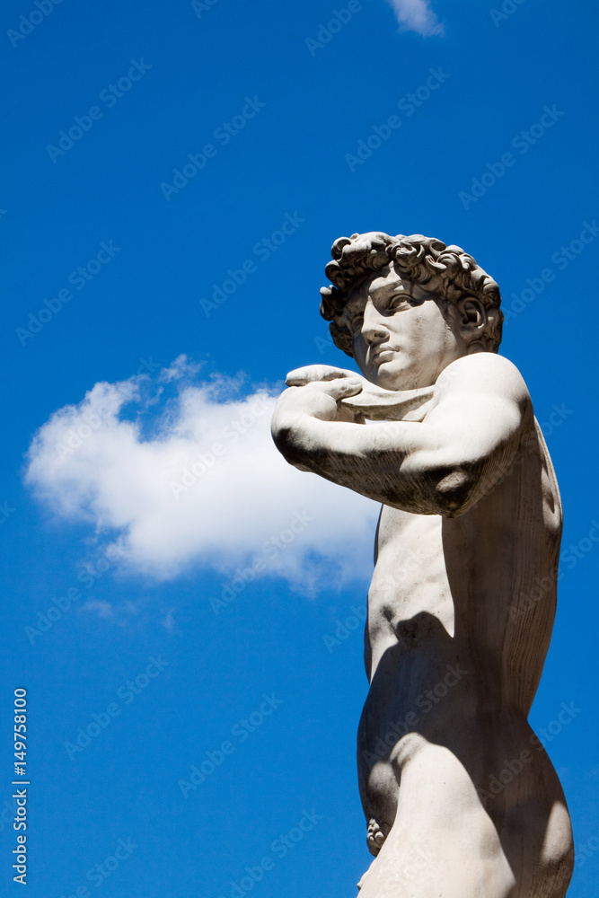 Italia,Toscana,Firenze, copia della statua del David di Michelangelo in piazza della Signoria. Italia,Toscana,Firenze, copia della statua del David di Michelangelo in piazza della Signoria.