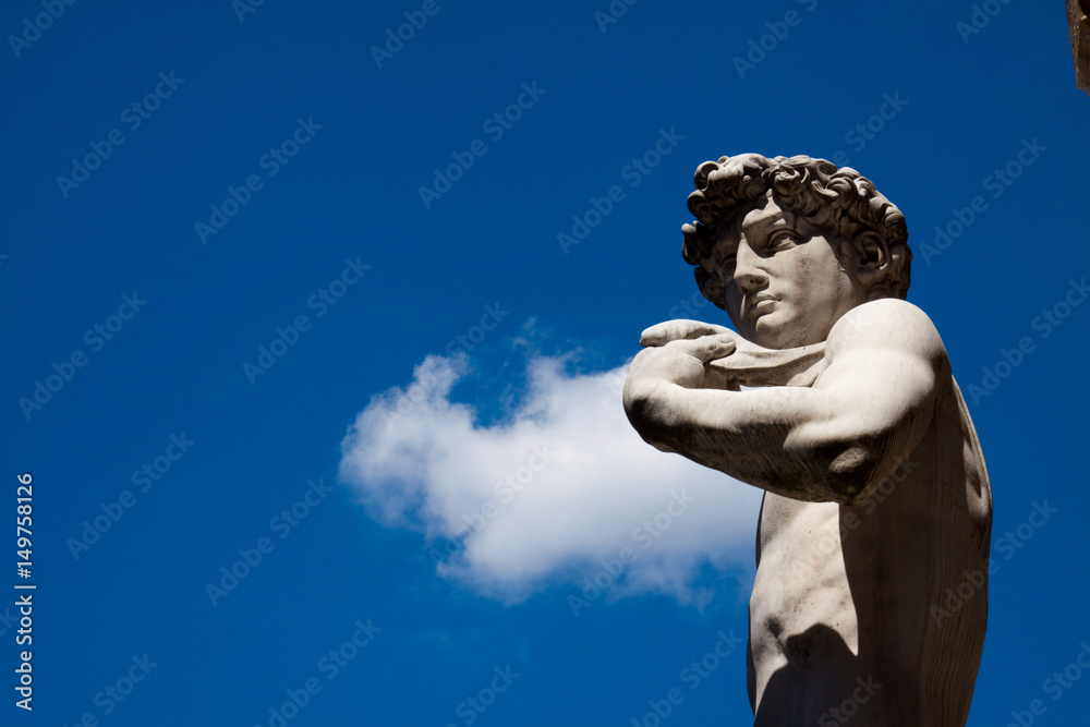 Italia,Toscana,Firenze, copia della statua del David di Michelangelo in piazza della Signoria. Italia,Toscana,Firenze, copia della statua del David di Michelangelo in piazza della Signoria.