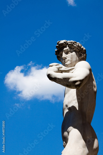 Italia,Toscana,Firenze, copia della statua del David di Michelangelo in piazza della Signoria.
