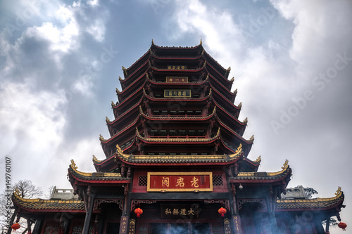 Buddhist temple angle shot in China