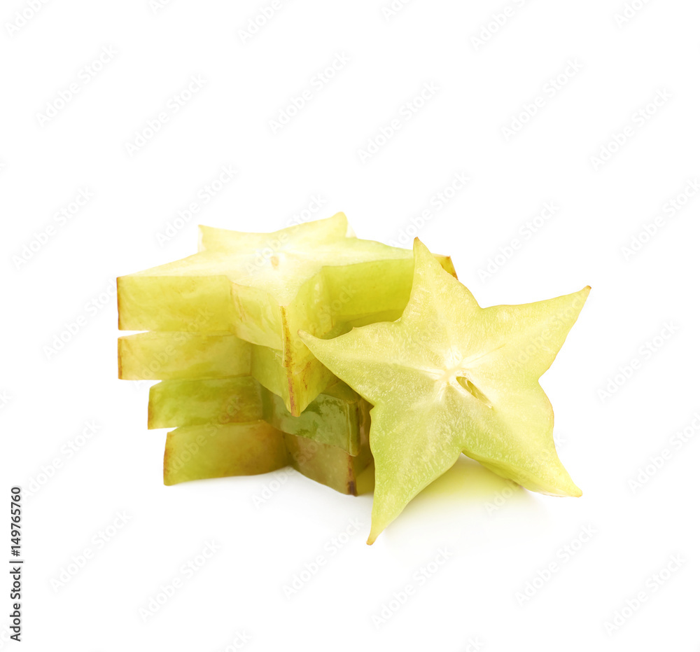 Pile of sliced carambola fruits isolated Pile of sliced carambola fruits isolated