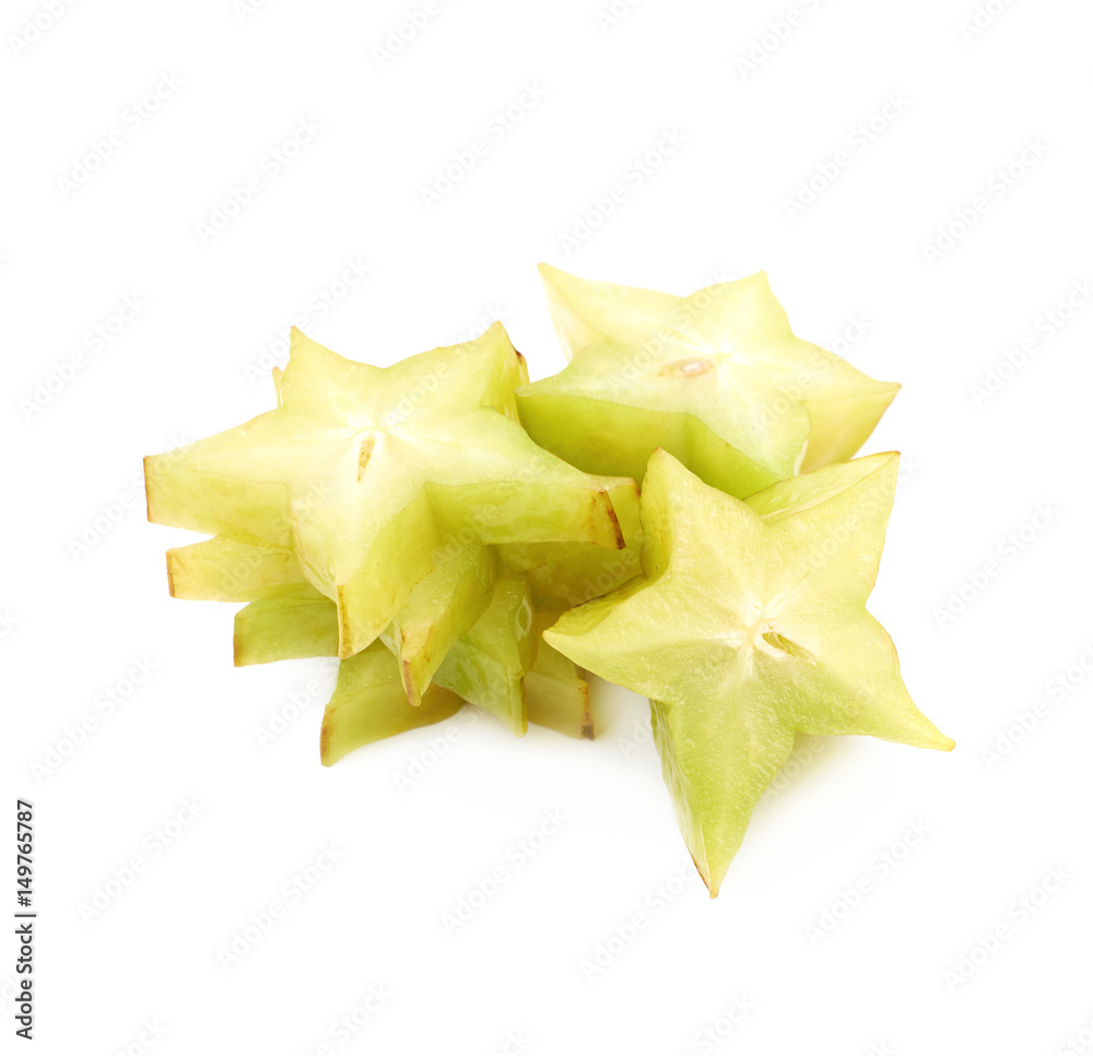 Pile of sliced carambola fruits isolated Pile of sliced carambola fruits isolated