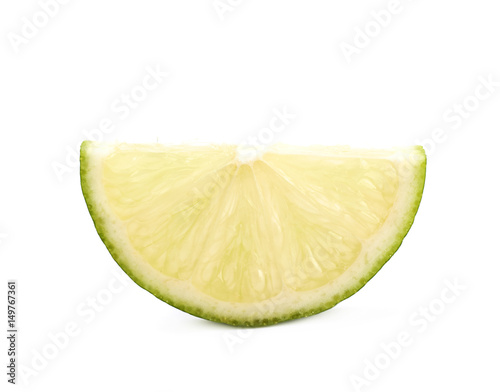 Single slice of a lime fruit