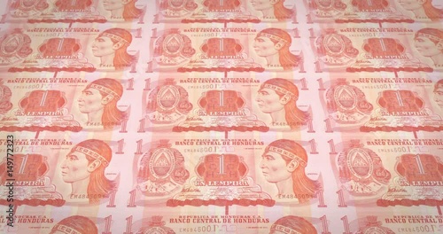Banknotes of one honduran lempira of Honduras rolling, cash money, loop photo