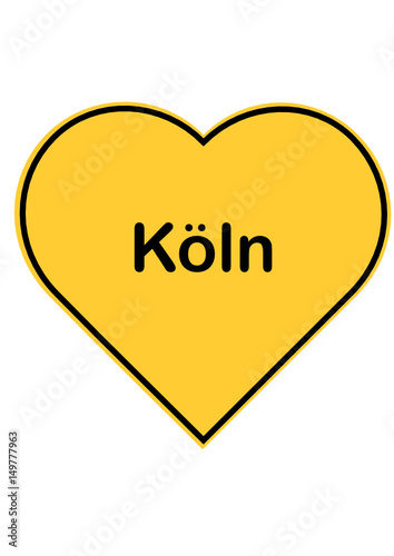 Ortsschild in Herzform:Köln