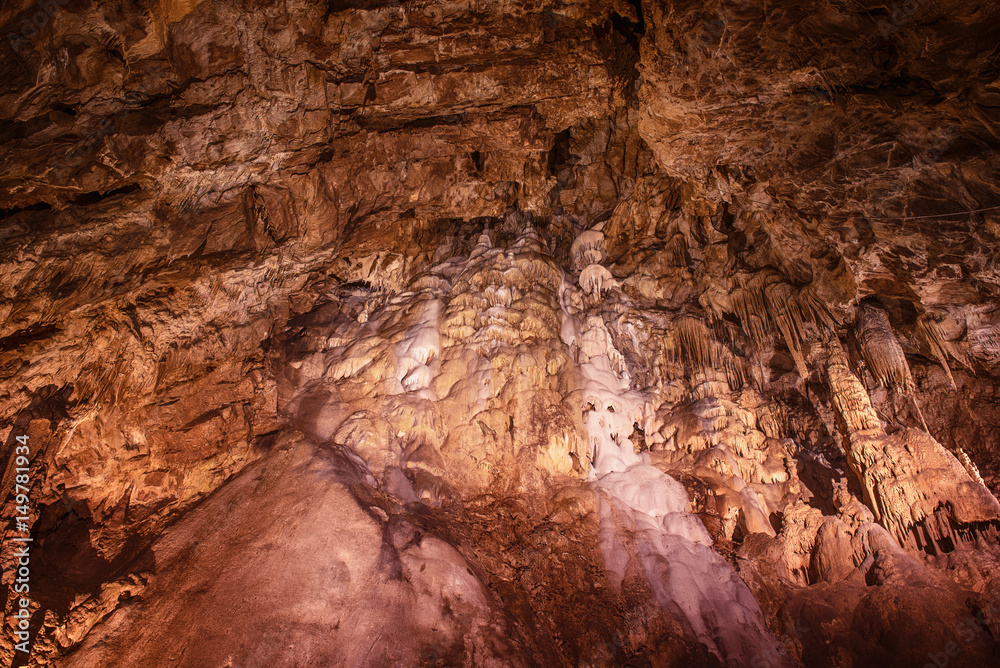 Obraz premium Saint Istvan caves in Lillafured, Miscolc, Hungary with stalactites