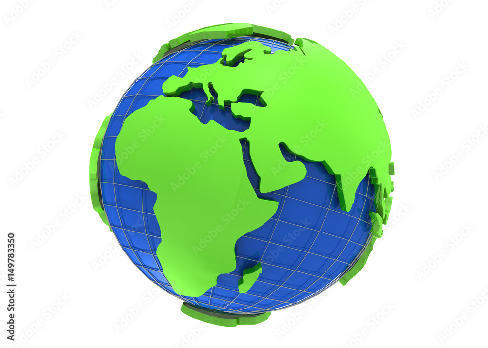 Earth globe 3d rendering