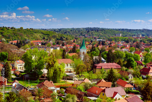Vászonkép View to the Miskolc city from the wall of Diosgyor castle, Hungary