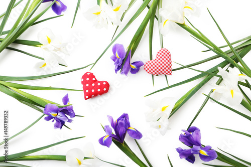 Fototapeta Naklejka Na Ścianę i Meble -  Bouquet of iris flowers on white background