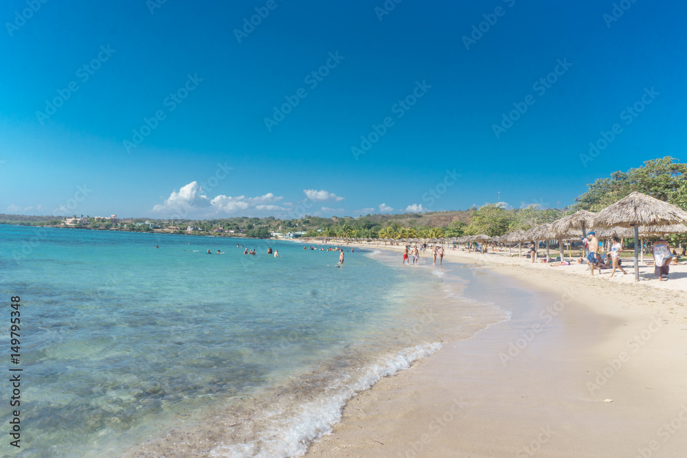 Cuba - Caribbean beach Playa Rancho Luna in Cienfuegos. Sandy coast