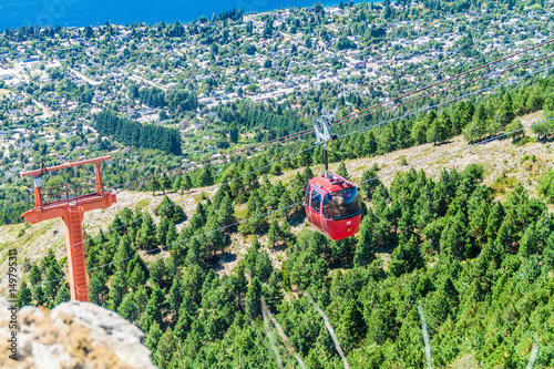 Bild auf Leinwand Cable car to Cerro Otto mountain near Bariloche, Argentina