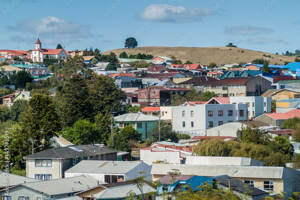 View of town Ancud, Chiloe island, Chile.