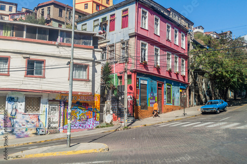 VALPARAISO, CHILE - MARCH 29, 2015: Colorful houses on hills in Valparaiso, Chile
