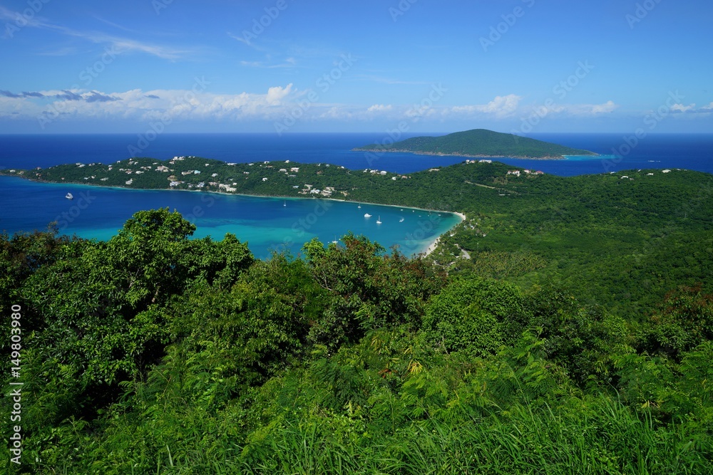 Magens Bay of St. Thomas island with Tortola island (BVI) on the background