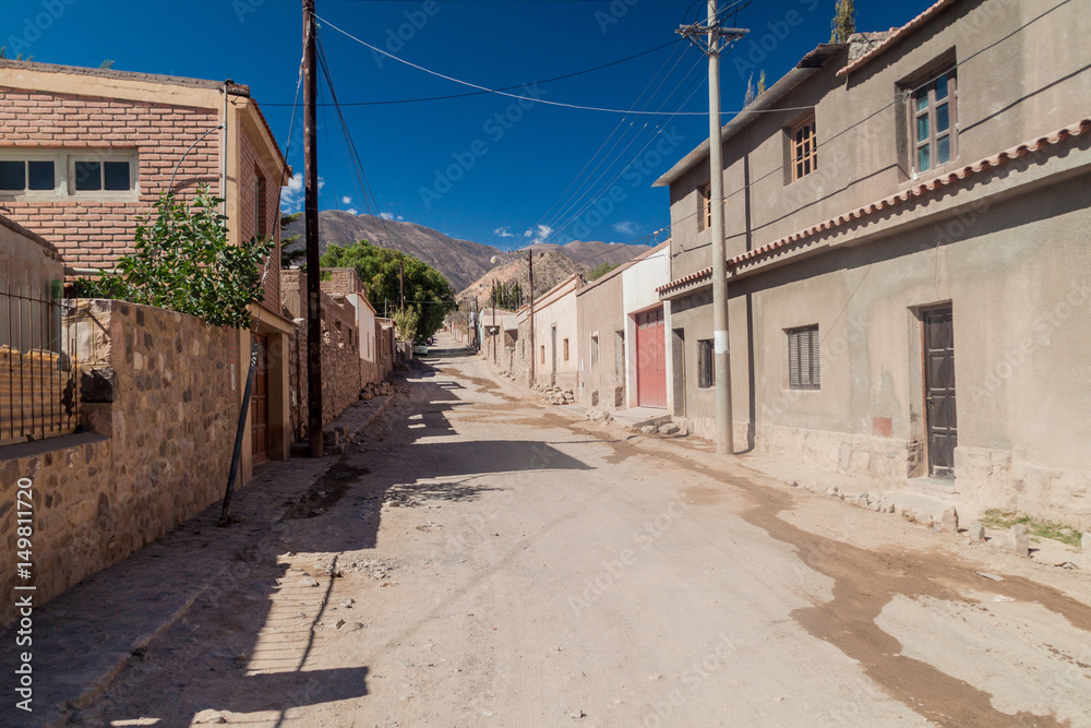 Street in Tilcara village in northern Argentina