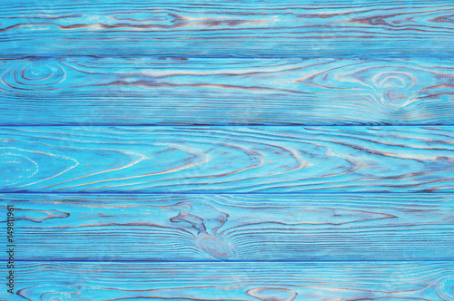 Wooden light blue background. Top view.