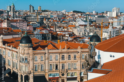 Porto, Portugal. Bird's-eye view of old downtown.
