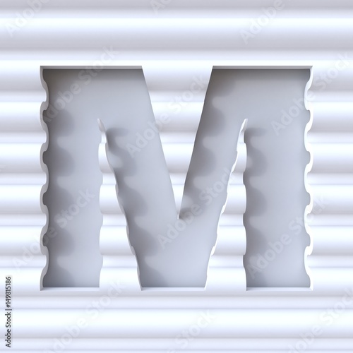 Cut out font in wave surface LETTER M 3D photo