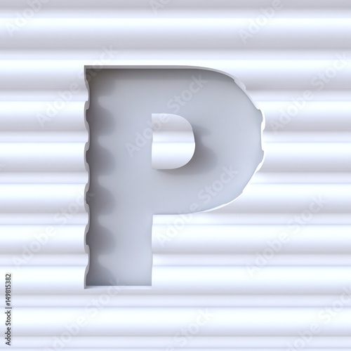 Cut out font in wave surface LETTER P 3D photo