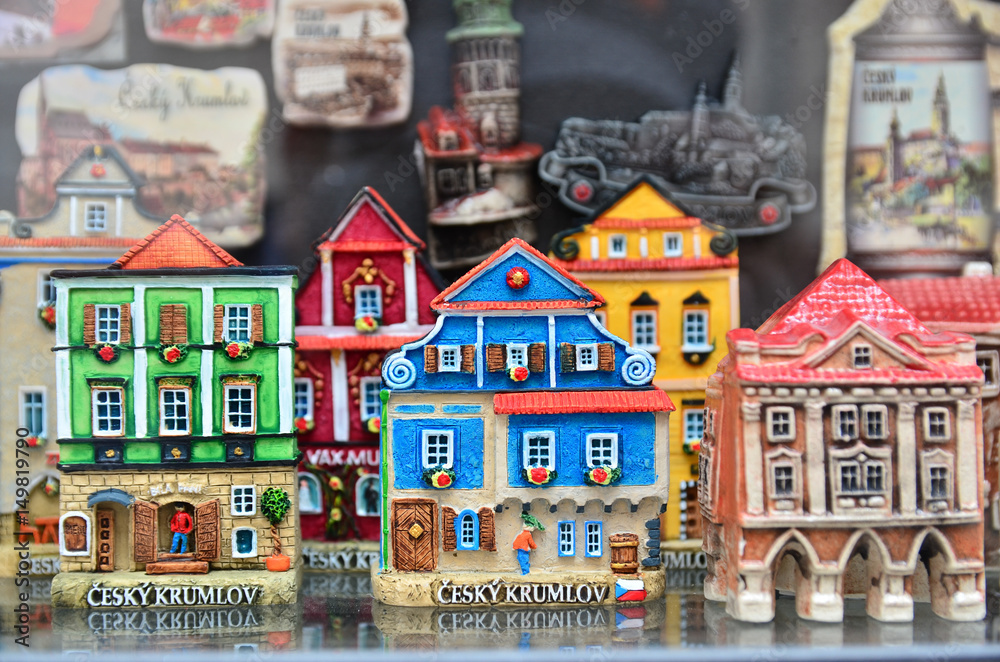 Souvenirs for tourist, house models, Cesky Krumlov, Czech Republic