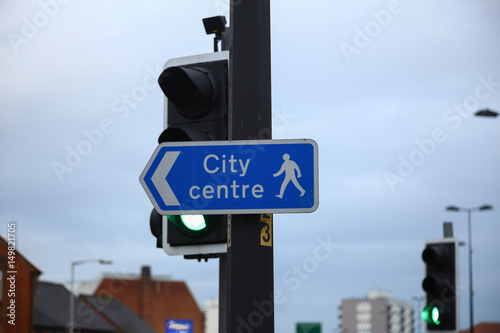 Street signs on a road in England