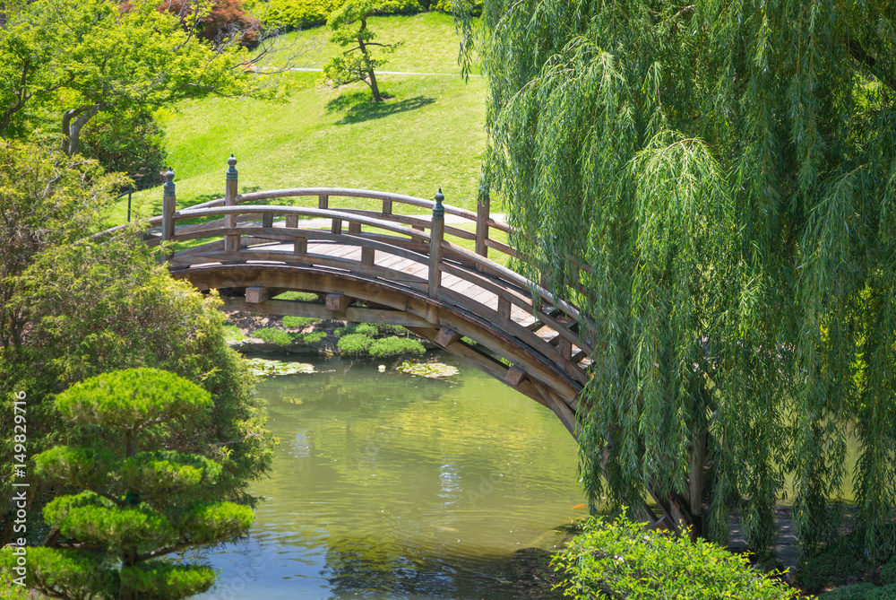 Beautiful Japanese Garden with Pond and Bridge. Beautiful Japanese Garden with Pond and Bridge.