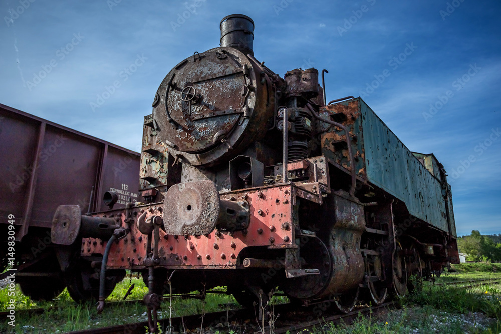 Vintage railway - old steam locomotive