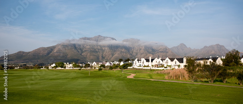 Mountains behind Golf Course near Stellenbosch, South Africa photo