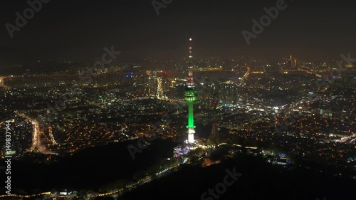 Aerial Korea Seoul April 2017 Seoul Tower Night