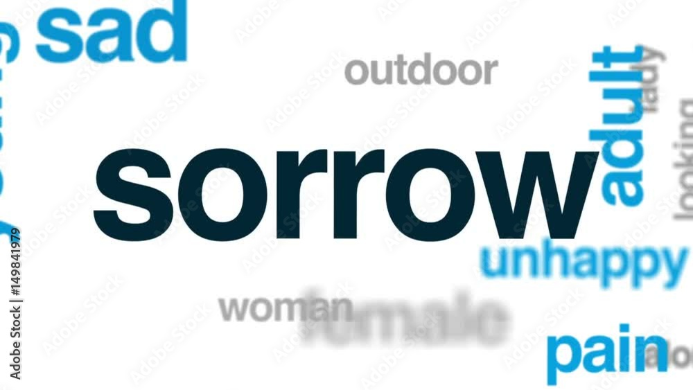 Sorrow animated word cloud, text design animation. Sorrow animated word cloud, text design animation.