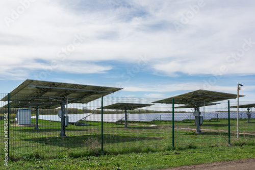Solar power station. Panel designed to absorb the sun's rays as a source of energy for generating electricity. © iryna_l