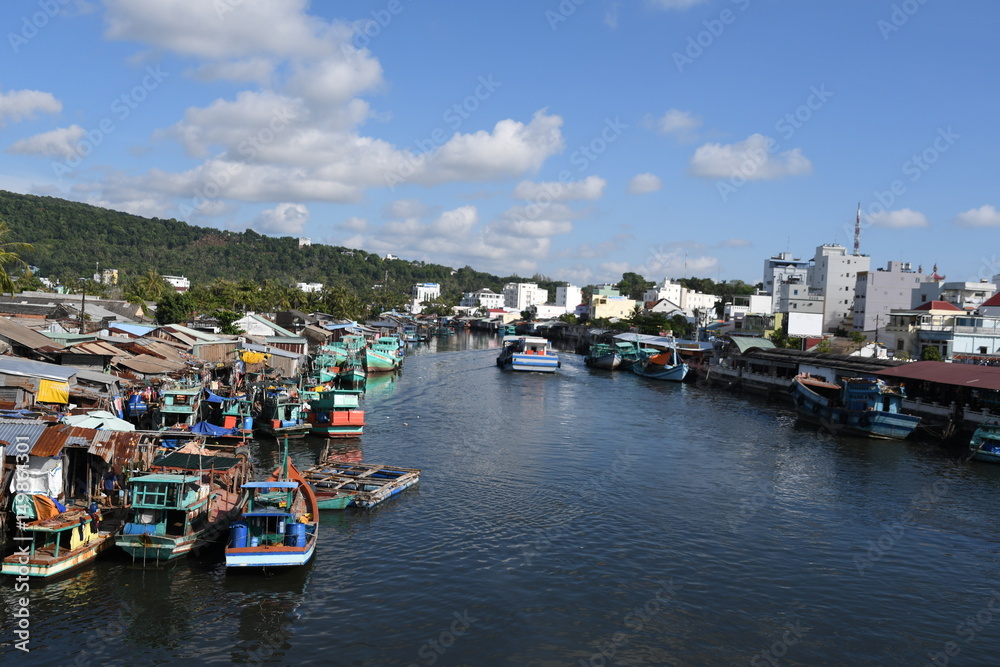 fishing boats at a berth in Phu Quock island  Vietanam 