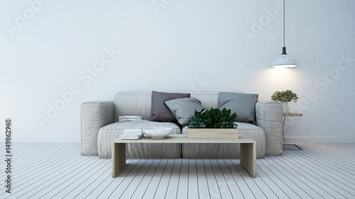 Living area in apartment or Home - 3D Rendering