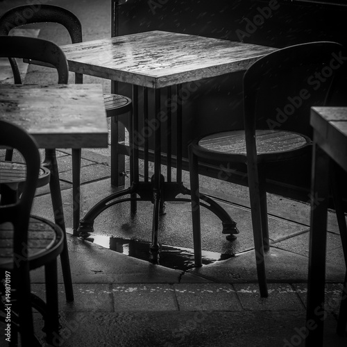 Wet table at a cafe