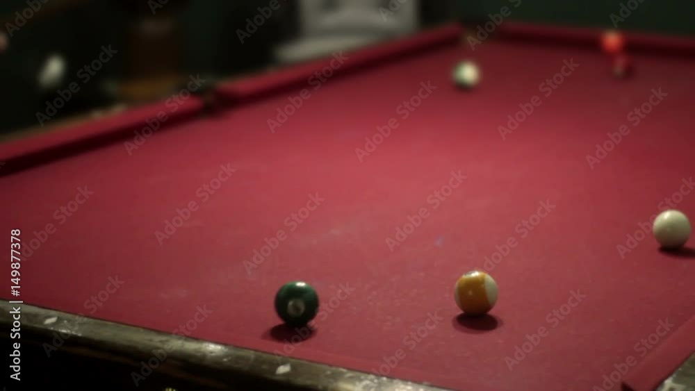 Table Pool Hit Woman playing pool at pool table hits a ball across table Stock Video ...