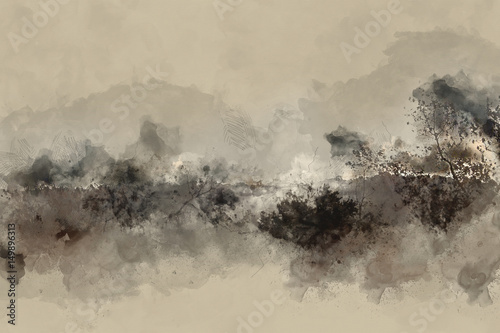 Fototapeta Naklejka Na Ścianę i Meble -  Abstract flower on watercolor background, Watercolor painting,