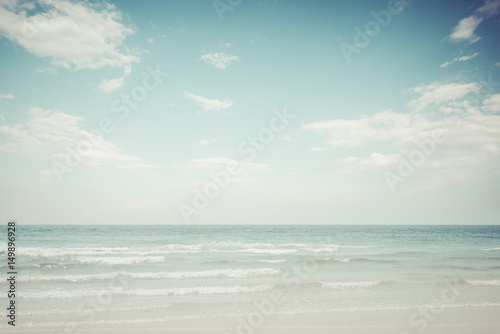 Vintage tropical beach (seascape) in summer. Landscape of seaside. vintage effect color tone. © jakkapan