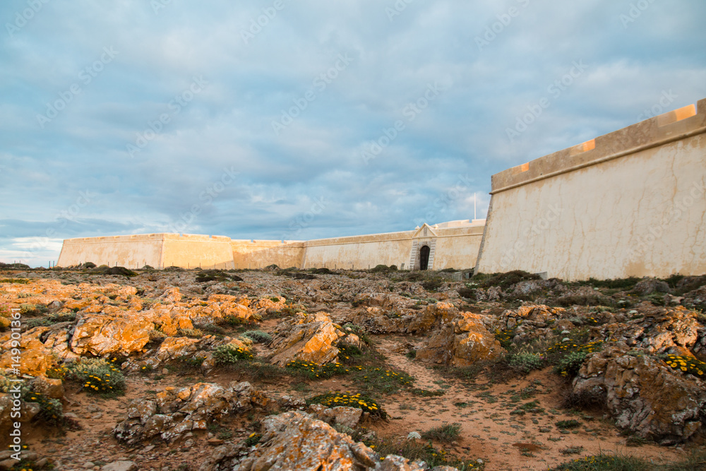 Sagres Fortress at evening wide view, Portugal Sagres Fortress at evening wide view, Portugal