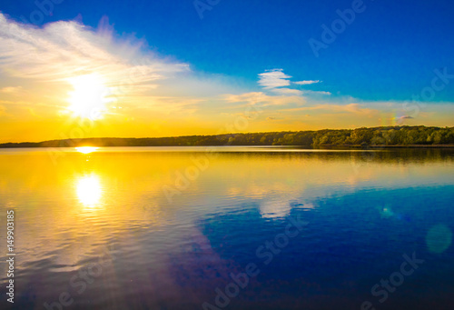 Landscape,  sunset, lake