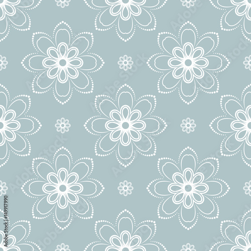 Oriental llight blue and white ornament. Fine traditional pattern with volume 3D elements, shadows and highlights