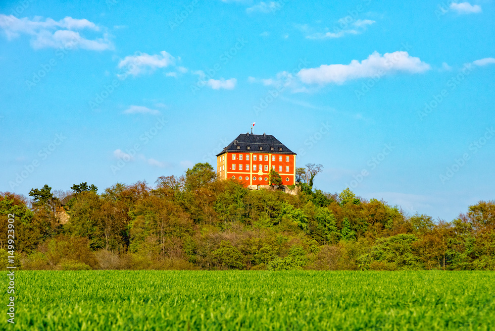 Castle Brandenstein behind field and forest Castle Brandenstein behind field and forest