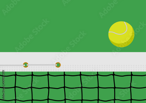 Tennis ball is over the net
