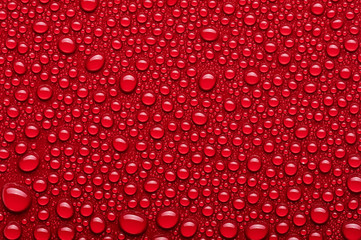 Water drops on a red background