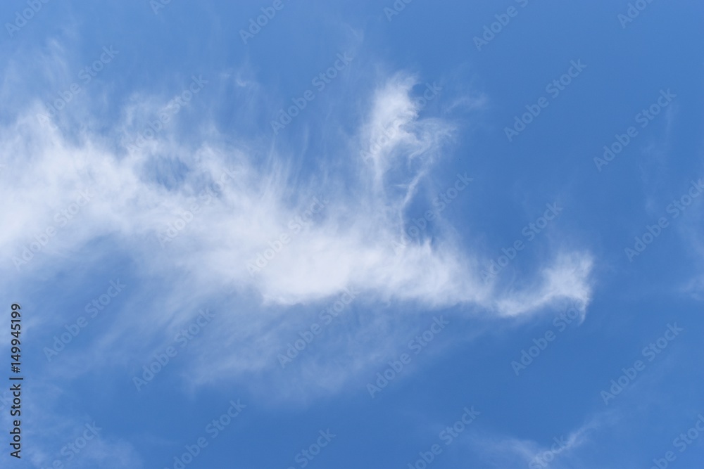 The white peacock fly,Cloud shaped like an animal, Dramatic cloudscape area The white peacock fly,Cloud shaped like an animal, Dramatic cloudscape area
