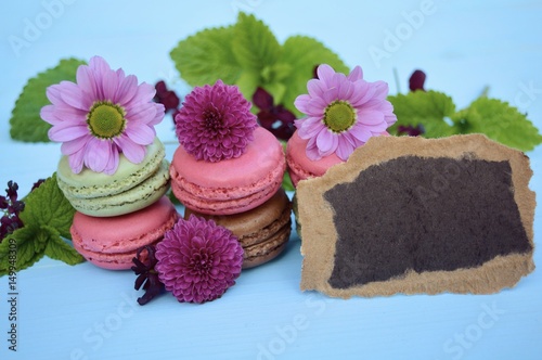 Grußkarte - Macarons mit Bl...