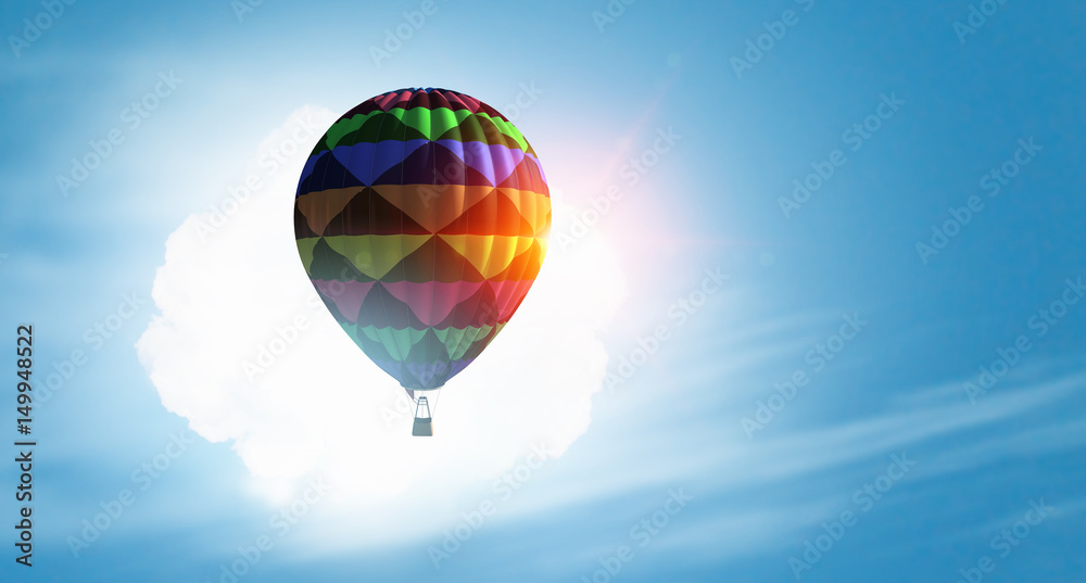 Fototapeta premium Aerostat flying above clouds