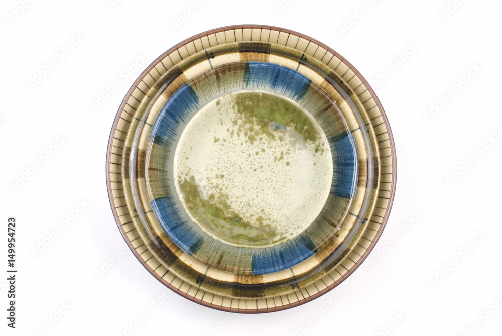 Isolated colorful pottery dish