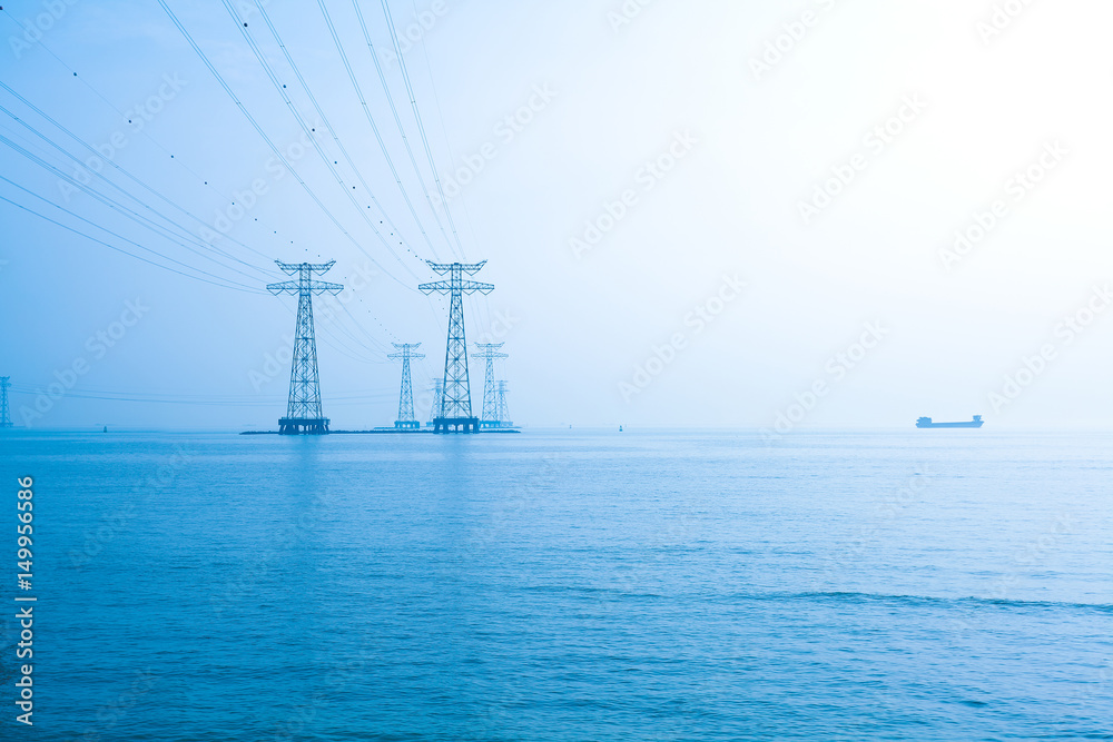 The high-voltage power transmission towers