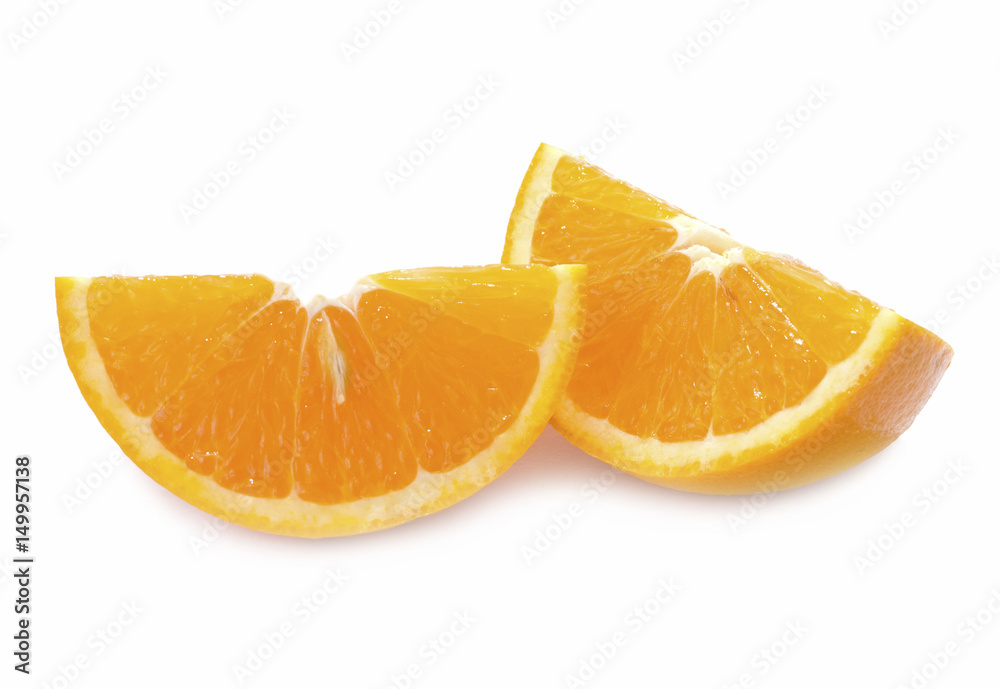 piece of fresh orange fruit with shadow piece of fresh orange fruit with shadow