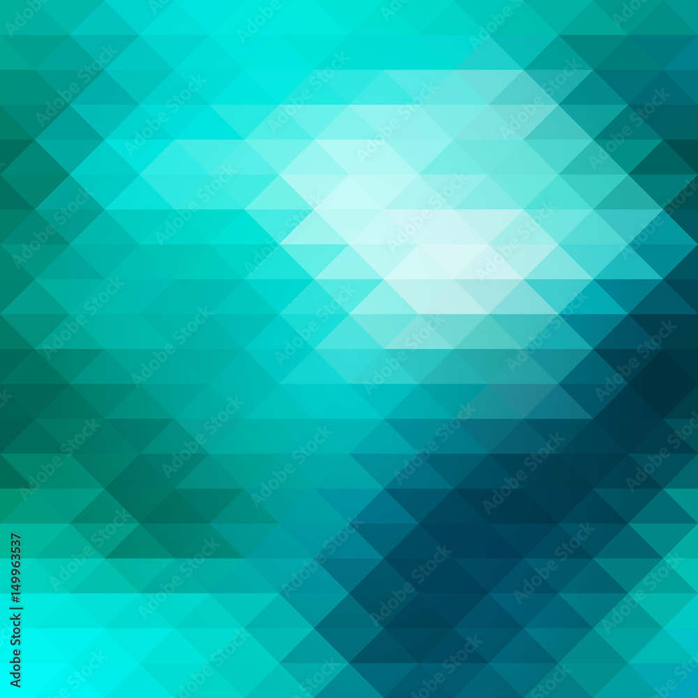 Turquoise green rows of triangles background, square Turquoise green rows of triangles background, square